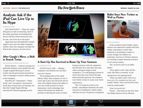 iPad - NYT App iPad - NYT App